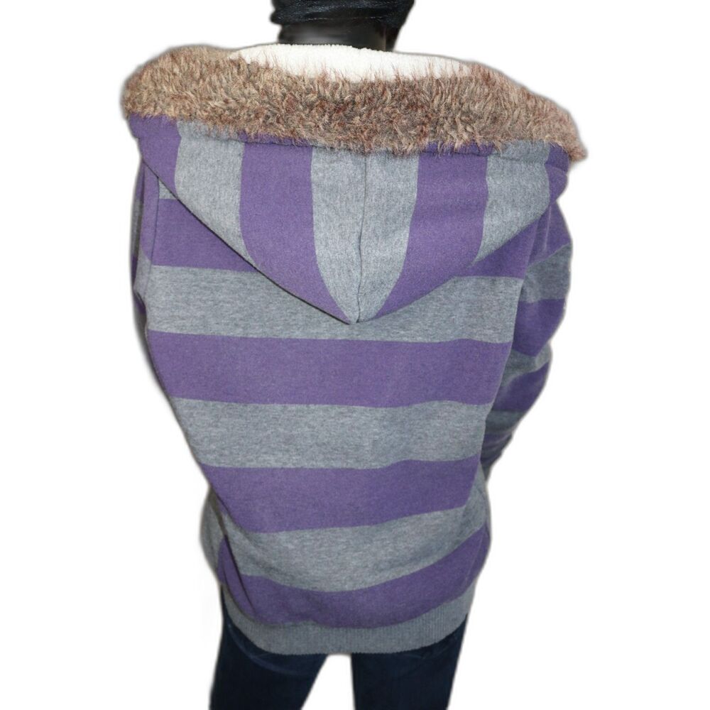 US Polo Assn. Junior's Striped Fleece Hooded Jacket w/Sherpa Lining (XL) - Picture 3 of 7
